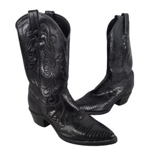 Dan Post 7.5 Medium Cowboy Boots Black Lizard Leather Great Western Boot Co